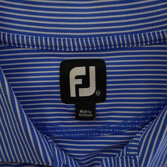FJ Footjoy‎ Polo Shirt Collared Blue Striped 2XL Short Sleeve - Picture 8 of 9